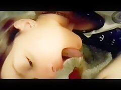 teen girl with cute face suck dog dick